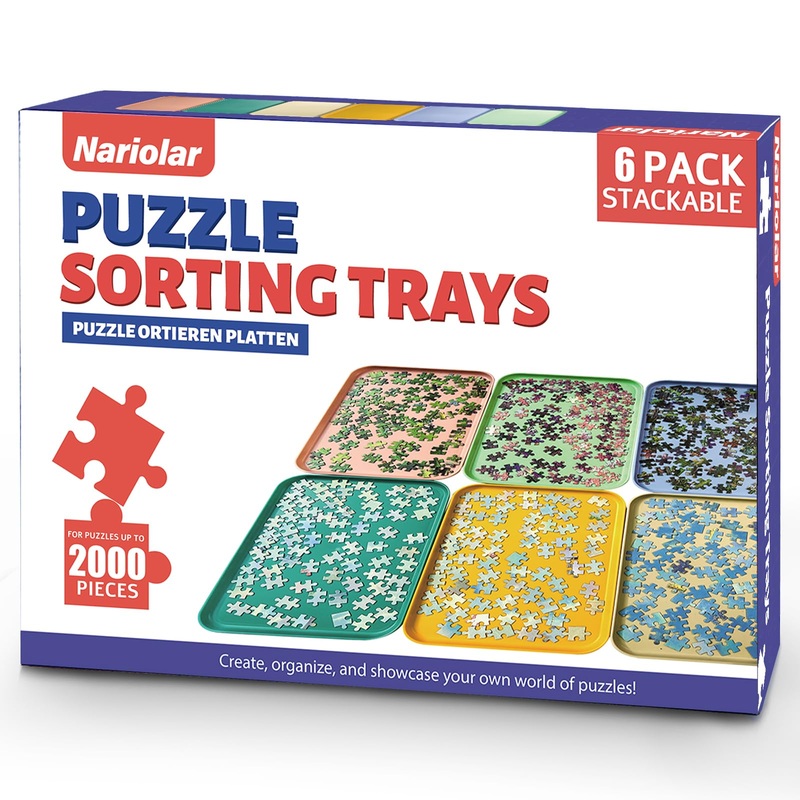 Nariolar 12'' X 8.7'' Puzzle Sorting Trays Stackable, 6 Pack Puzzle Sorter For Sorting 1000/1500/2000 Puzzle Pieces