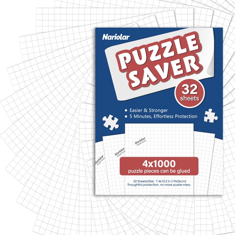 Nariolar Puzzle Glue Sheets, 32 Puzzle Saver Sheets Preserves 4  1000 Pieces Jigsaw Puzzle, Puzzle Saver For Easy Preservation I