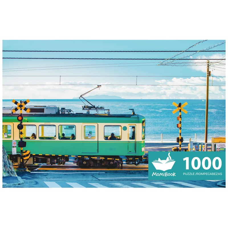 Puzzles For Adults 1000 Pieces, Momibook Jigsaw Puzzles Of Seaside Train, Painting Image 75X50Cm(29.5''X19.7'') Toys & Game Puzz