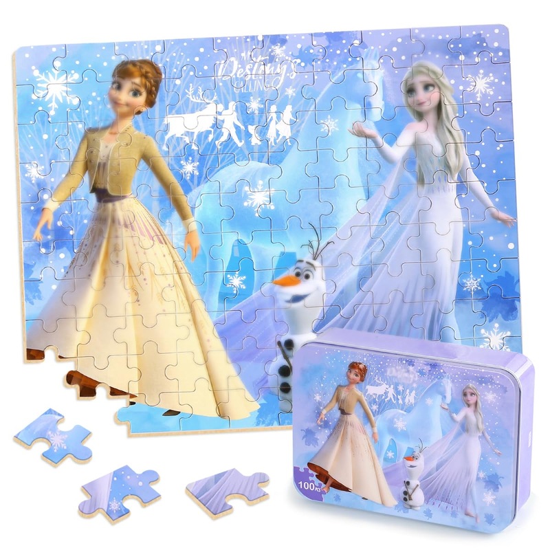Puzzles For Kids Ages 4-8,Kids Puzzles In A Metal Box,Winter Princess Puzzles,Children Boys Girls Learning Educational Puzzles P