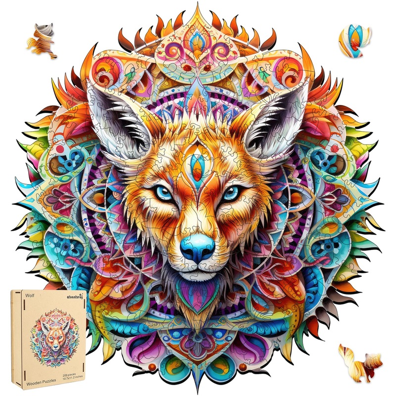Qiuenisray Wooden Jigsaw Puzzles-Wolf,500 Pieces,15.7X16.5In,Royal,Wooden Puzzles For Adults,Unique Shape Animal Adult Puzzles,I