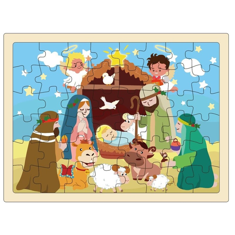 Wooden Jigsaw Puzzles 48 Pcs For Children Ages 3-5, Savior Born Jigsaw Puzzles, Pre-School Learning Toy Gifts For Boys And Girls