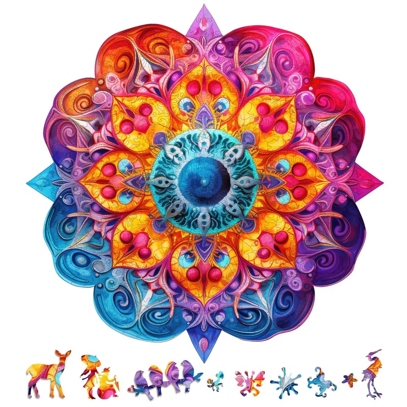 Wooden Puzzles For Adults, Mandala Evil Eye Jigsaw Puzzles, Medium,Unique Shape Adult Puzzles,Irregular Wood Puzzles Creative Gi
