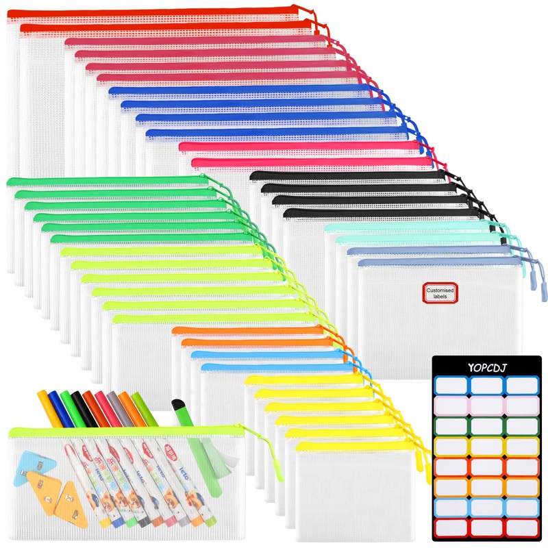 Yopcdj 42Pcs Mesh Zipper Pouch Bags, Puzzle Bag For Organizing Storage,12 Colors For Puzzles Board Game Storage, 8 Sizes For Reu