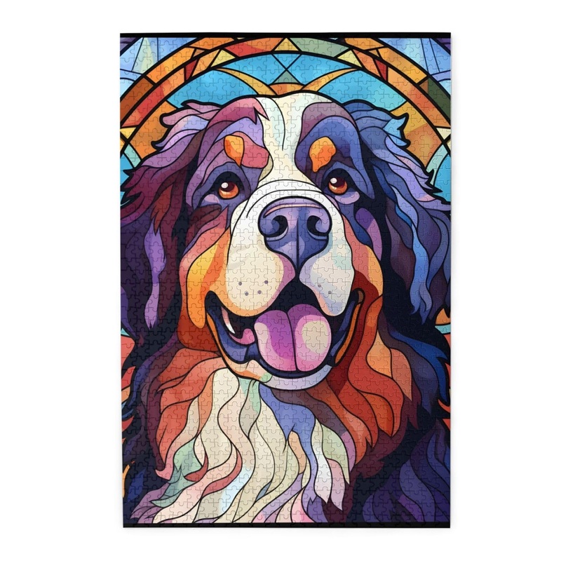 Yorkie Dogs Lovers Stained Colorful Glass 1000 Pieces Art Painting Wooden Puzzle For Kids Adults, Birthday Mother'S Father'S Day
