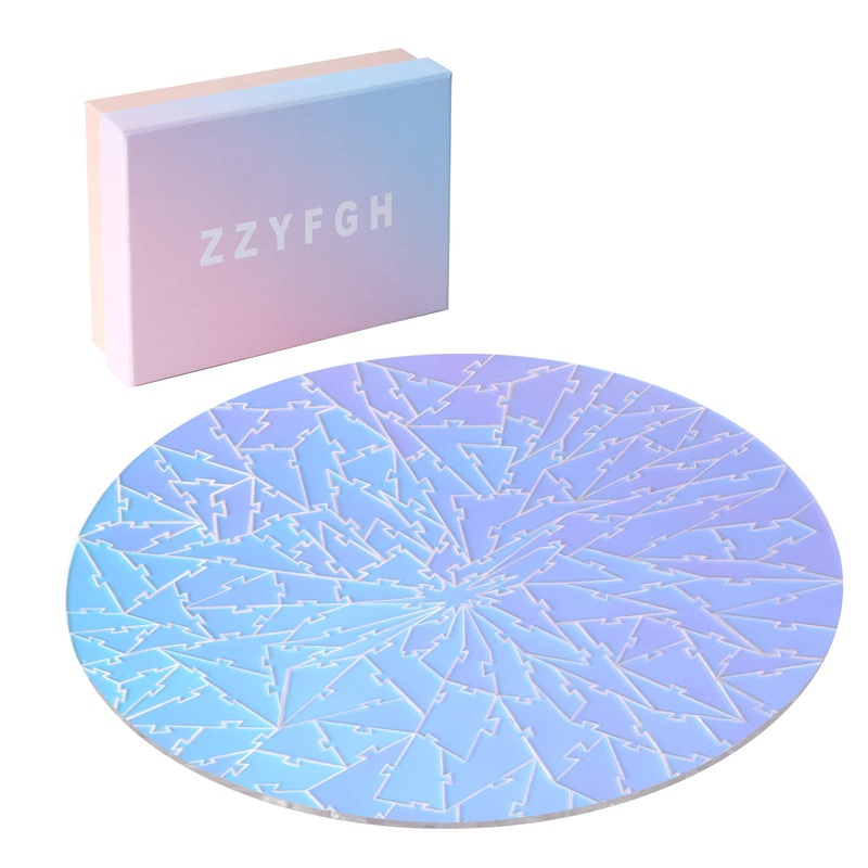 Zzyfgh Unique Jigsaw Puzzle, Impossible Challenge 141 Pieces Round Broken Color Changing Iridescent Acrylic Puzzles Game For Adu