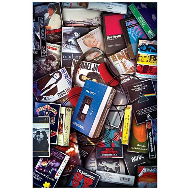 80S Cassette Music Hits 1000-Piece Jigsaw Puzzle, Brain Teaser For Kids And Adults  28 X 20 Inches