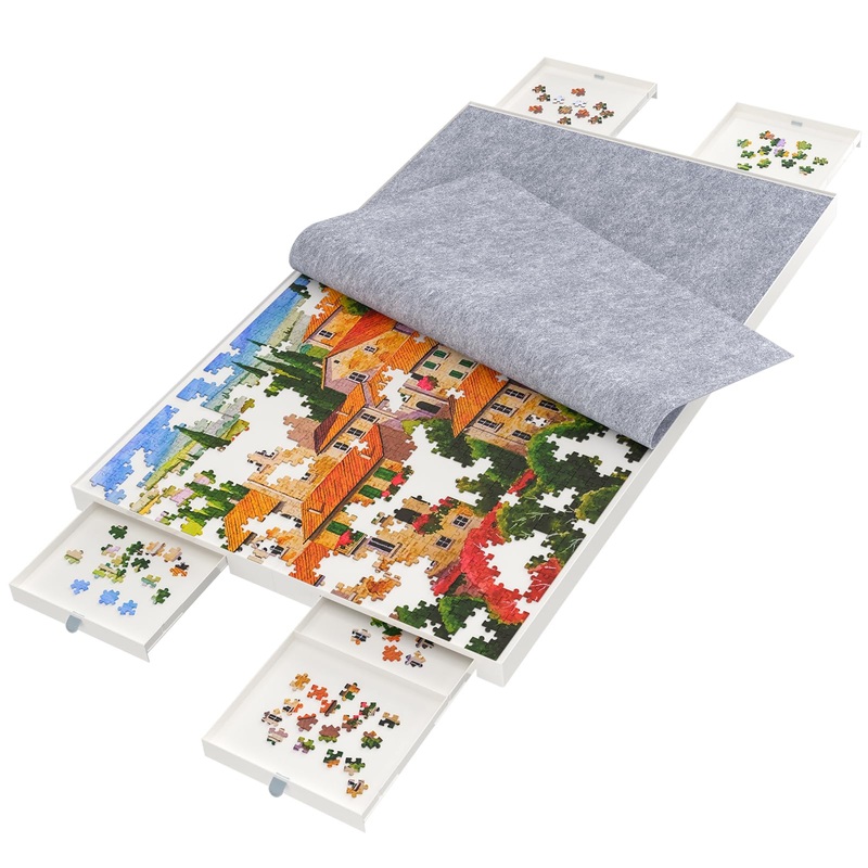 Bzseed 1500 Pieces Detachable Puzzle Board With Drawers And Cover, Removable Design Puzzle Tables With Drawers