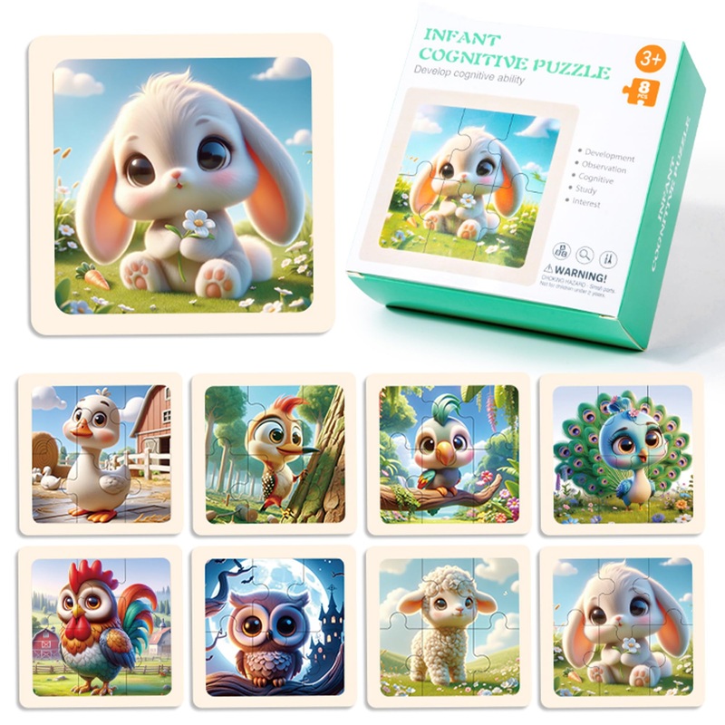 Einzufuf Puzzles For Toddlers 2-4, 8 Packs 6 Pcs Pets Puzzles For Kids Ages 4-6 Montessori Toys Educational Toys - 2 3 4 5 Years