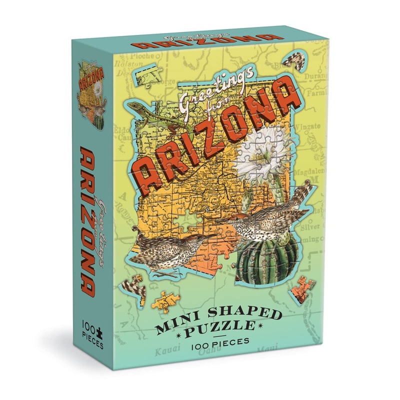 Galison Arizona Mini Shaped Puzzle - 100 Jigsaw Pieces Featuring Art By Bestselling Artist Wendy Gold, Die-Cut Mini Shaped Puzzl