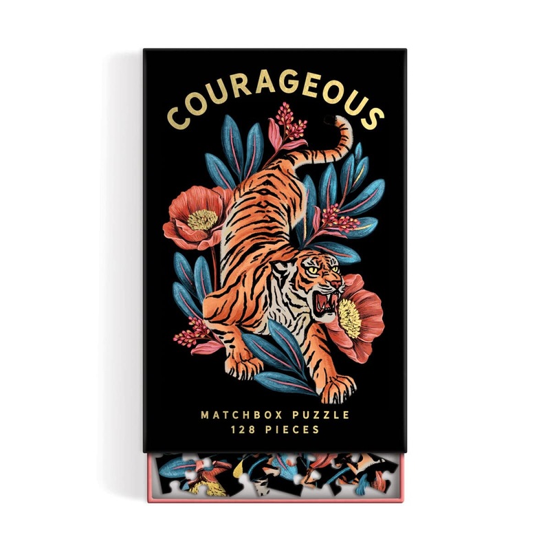 Galison Courageous 128 Piece Matchbox Puzzle - 128 Piece Jigsaw Puzzle Highlighting The Bold Artwork Of Raxenne Manniquiz, Gifta