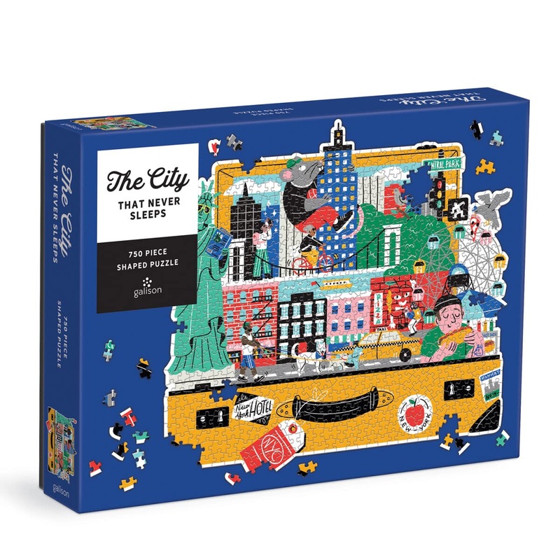 Galison The City That Never Sleeps 750 Piece Shaped Puzzle - New York City Themed Shaped Jigsaw Puzzle For Adults, Thick And Stu