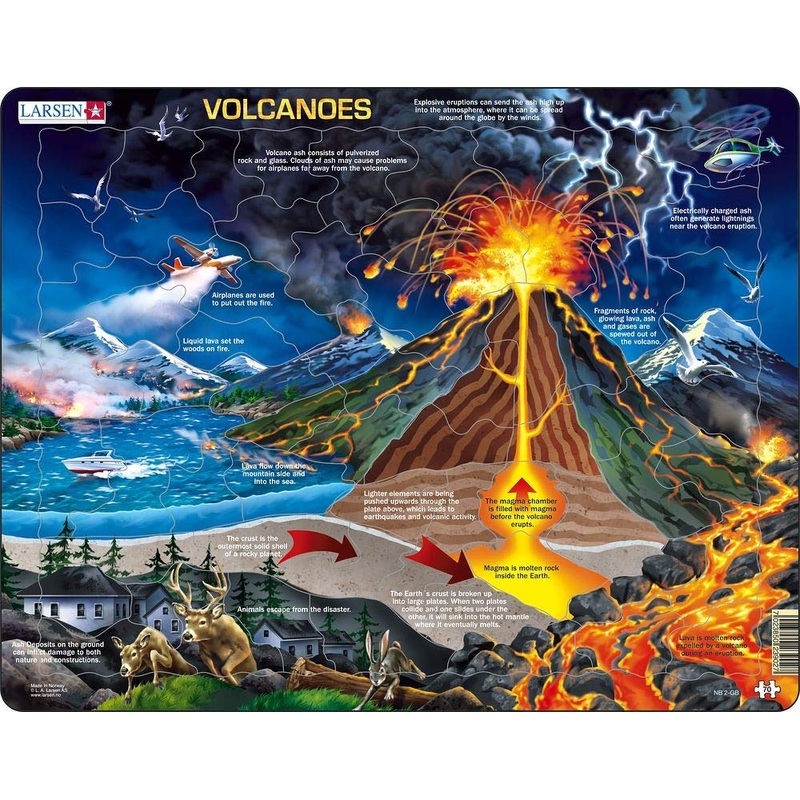 Larsen Puzzles Volcanoes 70 Piece Children'S Educational Jigsaw Puzzle