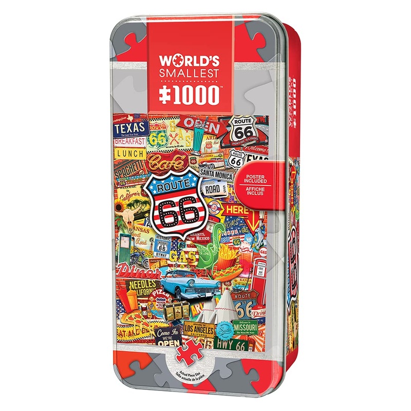 Masterpieces 1000 Piece Jigsaw Puzzle With Collectible Tin Case - Route 66-11.25''X16.75''