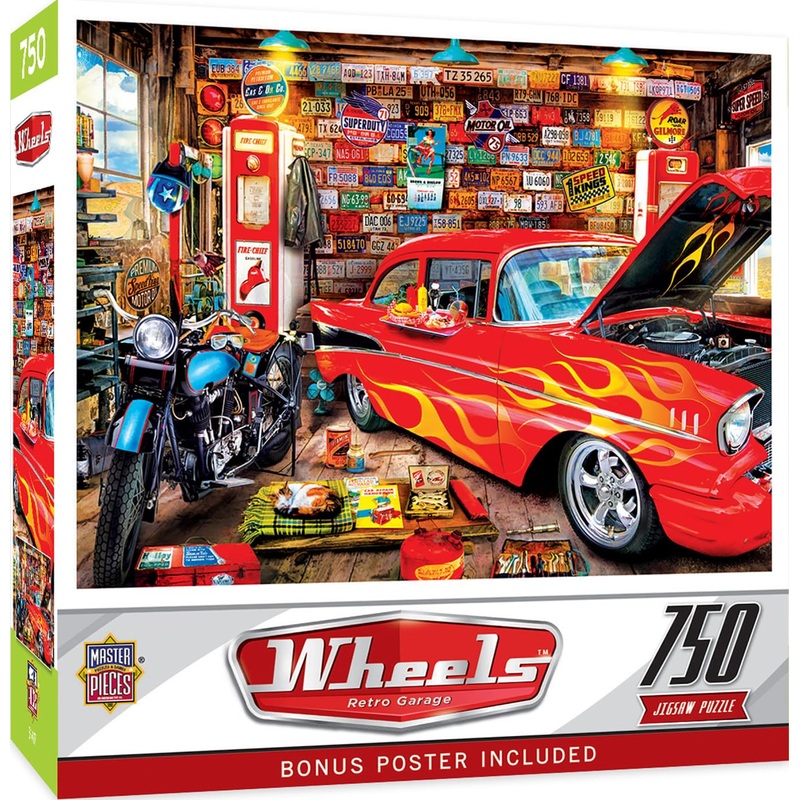 Masterpieces 750 Piece Jigsaw Puzzle For Adults, Family, Or Youth - Retro Garage - 18 ''X24 ''