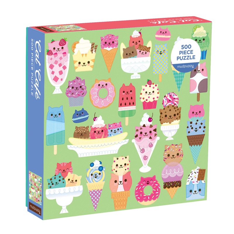 Mudpuppy Cat Cafe 500 Piece Jigsaw Puzzle For Families And Adults, Colorful Cat Puzzle With Illustrations Of Cats And Desserts,