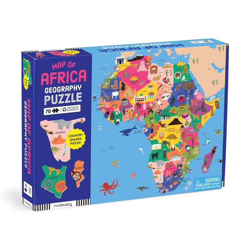 Mudpuppy Map Of Africa - 70 Piece Geography Puzzle With Country-Shaped Pieces And Iconic Landscapes Cultural Items And More