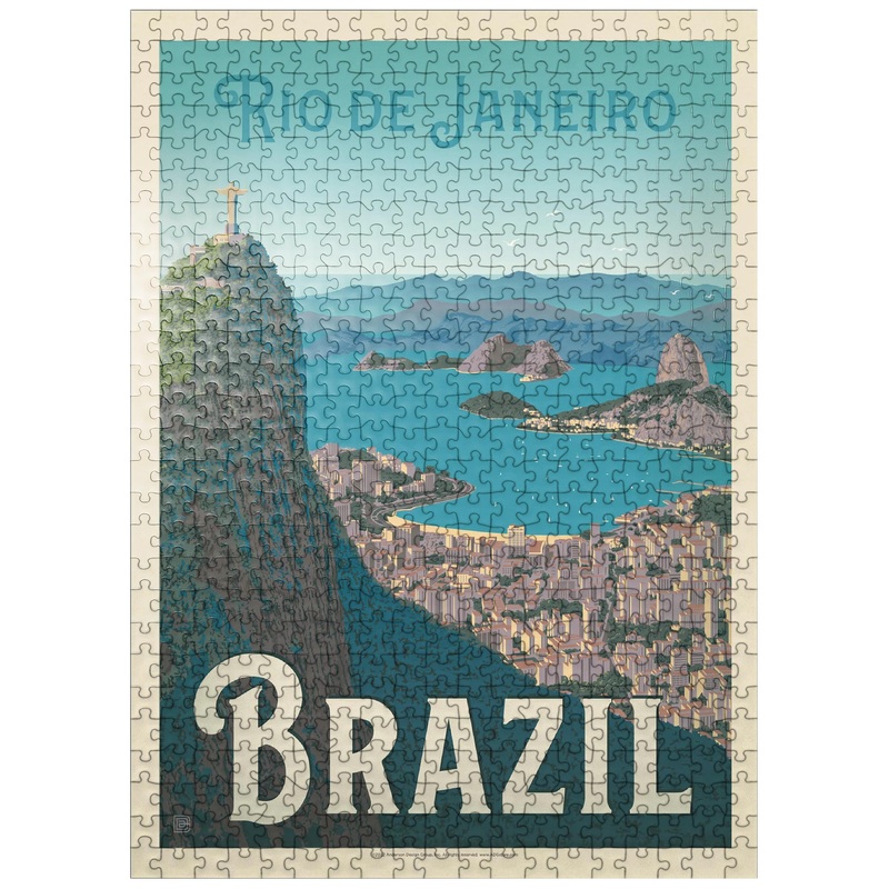Mypuzzle Brazil: Rio De Janeiro Harbor View, Vintage Poster - Premium 500 Piece Jigsaw Puzzle For Adults