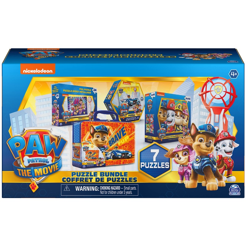 Paw Patrol: The Movie, 7 Puzzle Bundle 24Pc 48Pc With Storage Tin | Puzzles For Kids Ages 4-8 | Paw Patrol Party Favors | Paw Pa
