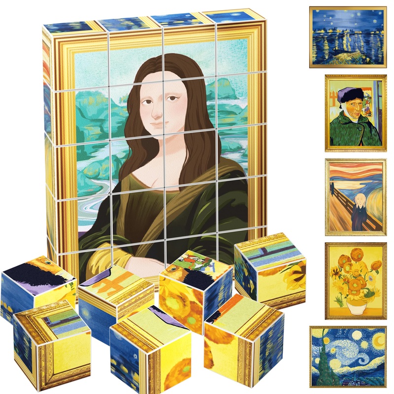 Picassotiles 1    Magnetic Puzzle Building Cubes Blocks For Kids, Van Gogh Puzzle, Mona Lisa Hand Puzzle, Kids Toys 3+ Year Old