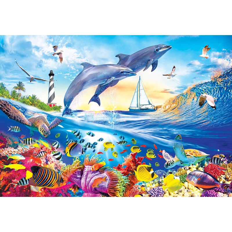 Premium Jigsaw Puzzle 1000 Pieces 20X27-Playful Summer Dolphins -8700Zzan