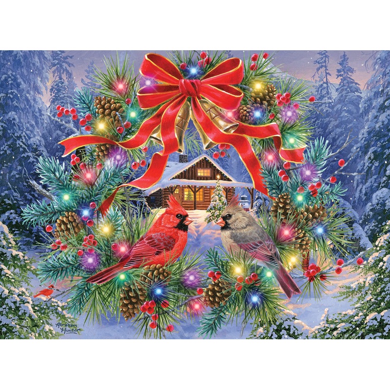 Roseart - Abraham Hunter Light Up - Deck The Halls - 500 Piece Jigsaw Puzzle For Adults