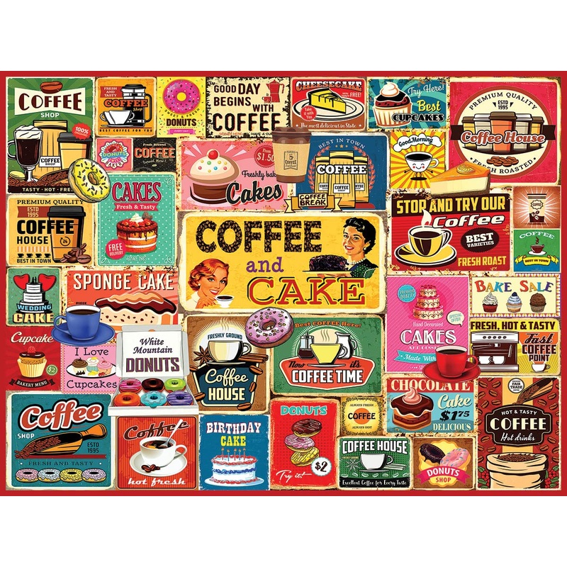 White Mountain - Coffee & Cake, 500 Piece Jigsaw Puzzle, Sweets & Muffins Puzzle