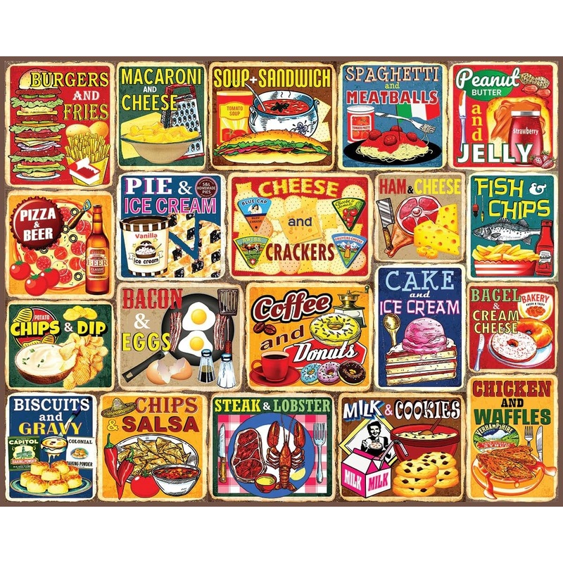 White Mountain Puzzles - Classic Food Combos - 1000 Piece Jigsaw Puzzle