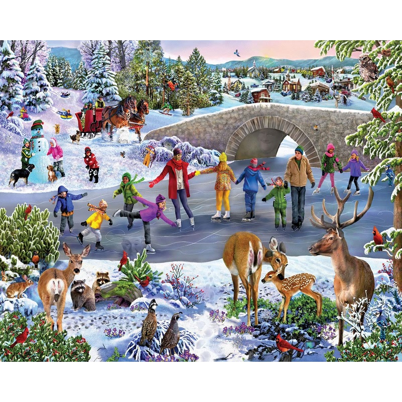 White Mountain Puzzles Skating Pond Seek & Find Puzzle, 1 Ea