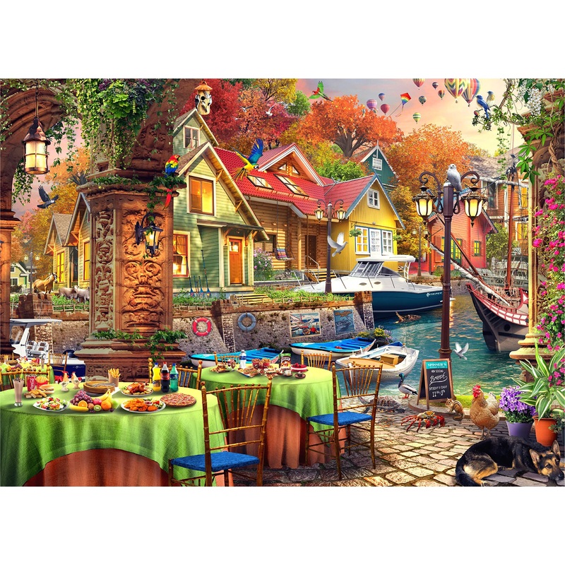 Brain Tree - Boat Club Breakfast 1000 Piece Puzzle For Adults - Unique Puzzles For Adults 1000 Pieces And Up With Droplet Techno