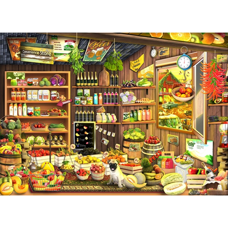 Brain Tree - Country Store 1000 Piece Puzzle For Adults - Unique Puzzles For Adults 1000 Pieces And Up With Droplet Technology F