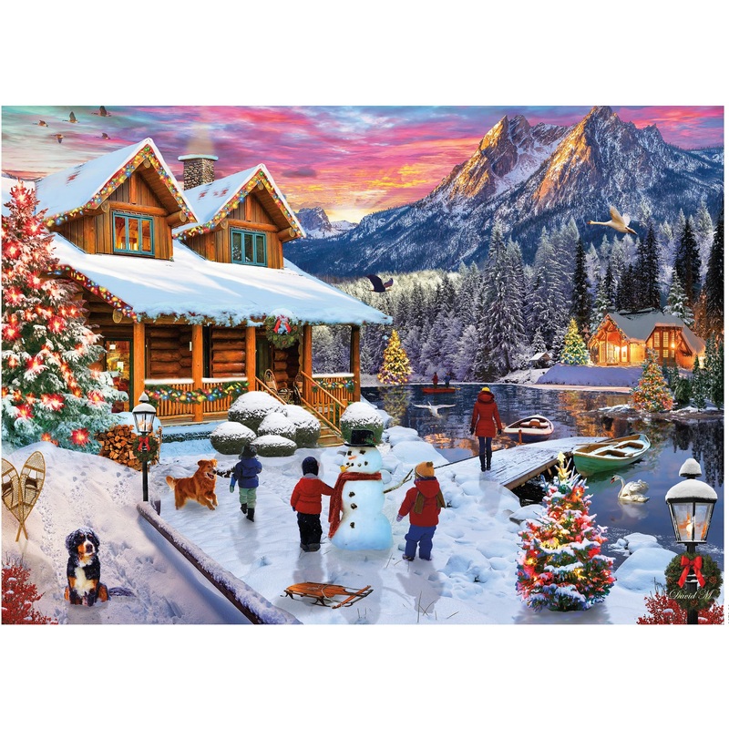 Ceaco - Classic Christmas - Lake Cabin At Christmas - 1000 Piece Jigsaw Puzzle