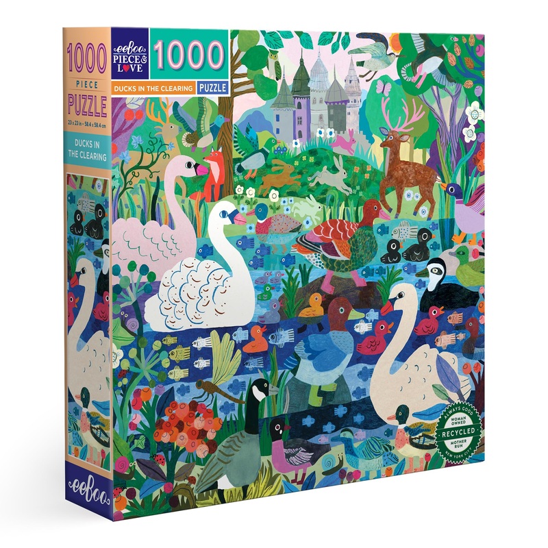 Eeboo Piece & Love: Ducks In The Clearing - 1000 Piece Puzzle - Adult Square Jigsaw, 23X23, Includes Image Reference Insert, Pie