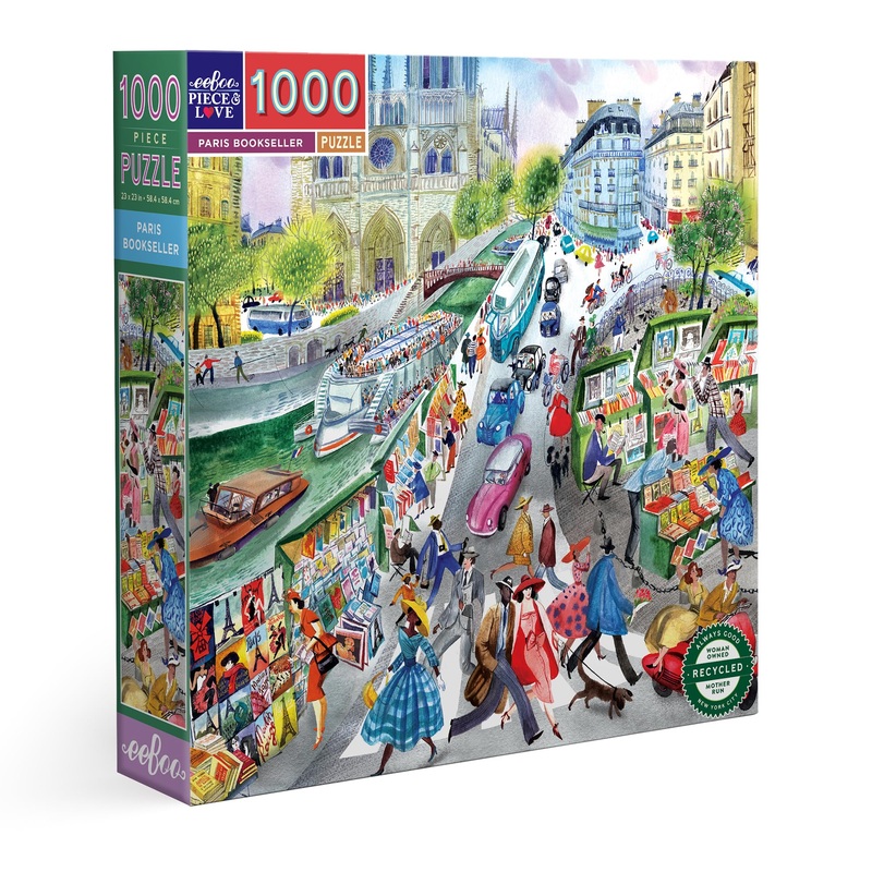 Eeboo Piece & Love: Paris Bookseller - 1000 Piece Puzzle - Adult Square Jigsaw, 23X23, Includes Image Reference Insert, Glossy P