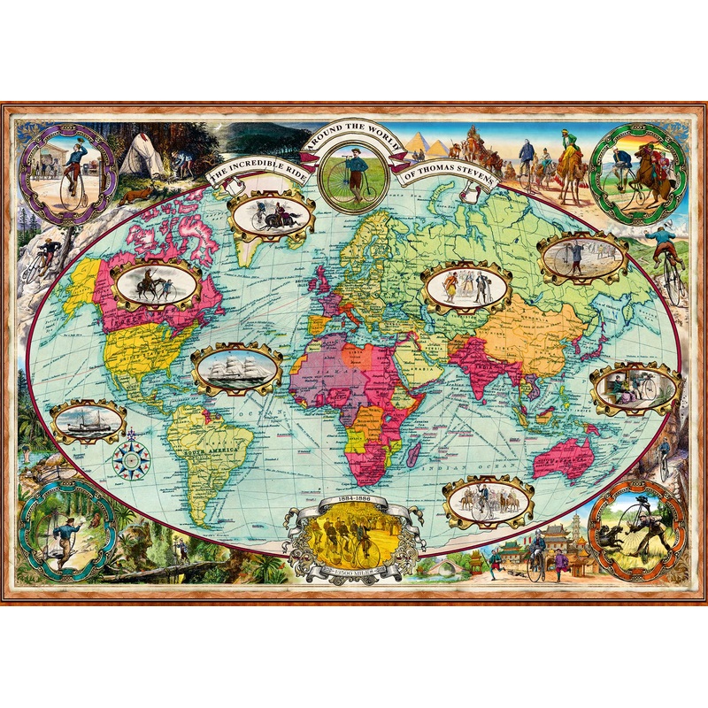 Ravensburger Bicycle Ride Around The World - 1000 Piece Jigsaw Puzzle For Adults | Unique Softclick Technology | Durable, Vibran