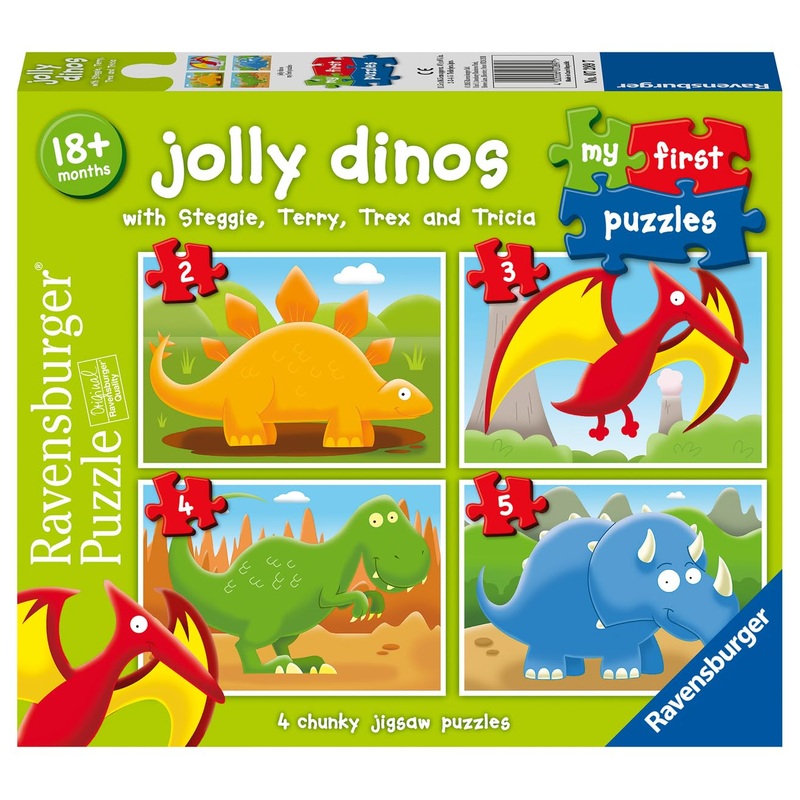 Ravensburger My First Puzzle: Jolly Dinos (2: 3: 4 & 5 Piece) Jigsaw Puzzle For Kids - Every Piece Is Unique, Pieces Fit Togethe