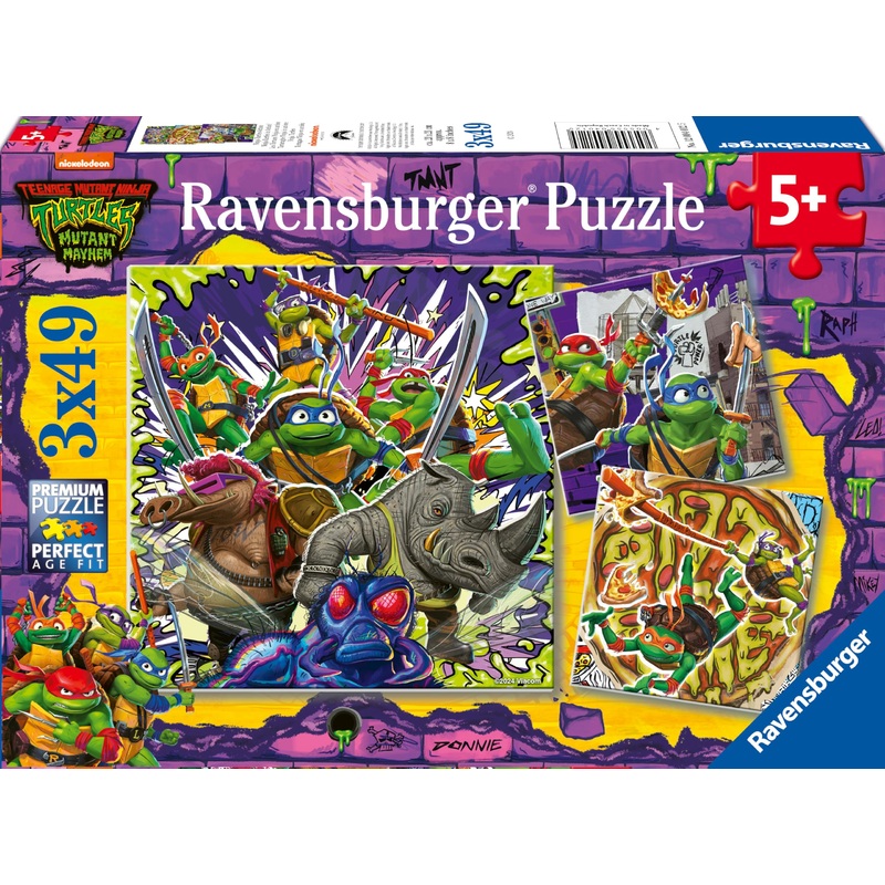 Ravensburger - Teenage Mutant Ninja Turtles Puzzle, Children'S Puzzle, 3 Puzzles Of 49 Pieces, Puzzle For Children +5 Years, Puz