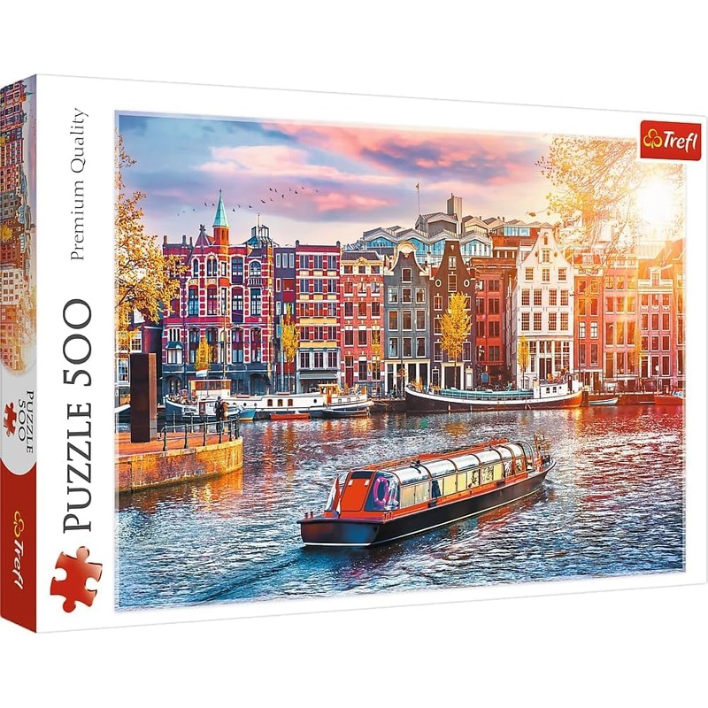 Trefl Amsterdam, Netherlands 500 Piece Jigsaw Puzzle Red 19''X13'' Print, Diy Puzzle, Creative Fun, Classic Puzzle For Adults An