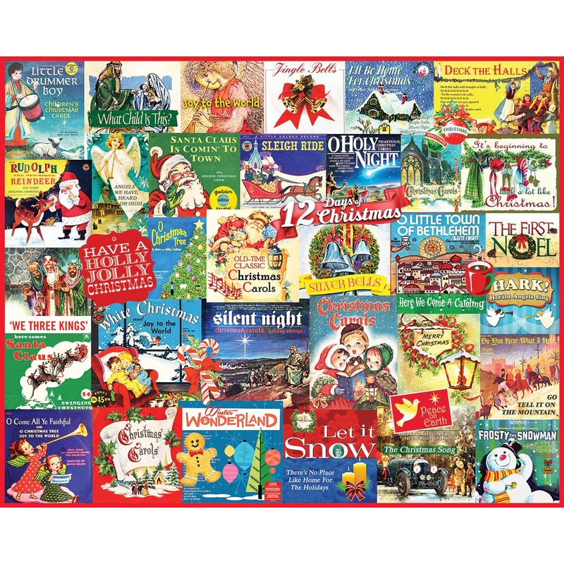 White Mountain Christmas Carols Christmas Puzzles 1000 Pieces Collage Winter Jigsaw Puzzle For Adults And Family