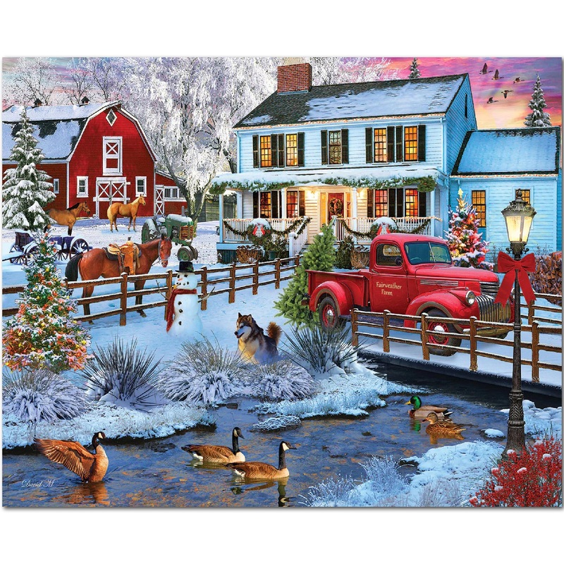 White Mountain Christmas On The Farm Christmas Puzzles 1000 Pieces Jigsaw Puzzle For Adults And Families
