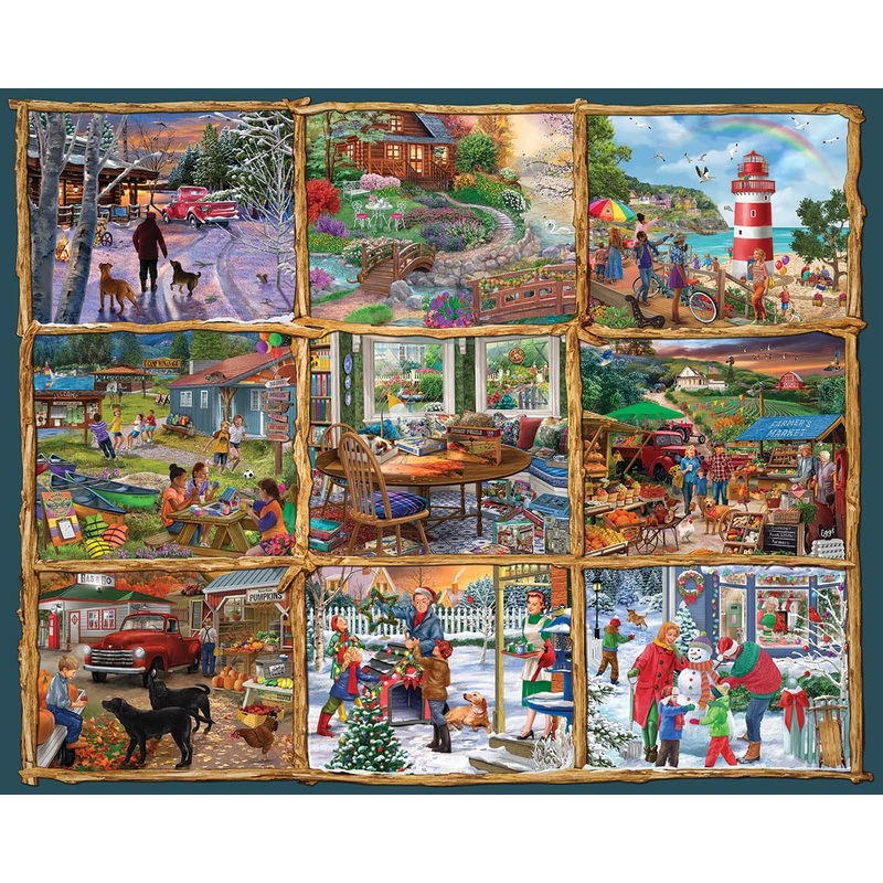 White Mountain For All Seasons 1000 Piece Jigsaw Puzzle Winter Christmas Autumn Summer For Adult Grandparents And Family