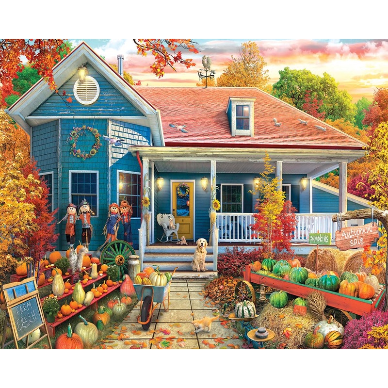 White Mountain Puzzles - Autumn House - 1000 Piece Jigsaw Puzzle For Adults