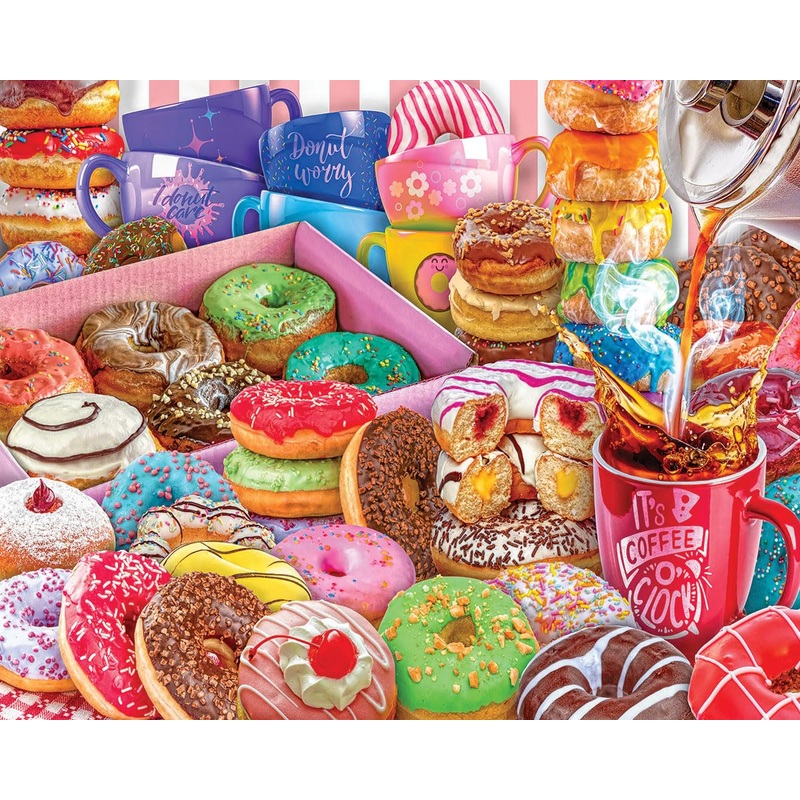 White Mountain Puzzles - Donut & Coffee - 1000 Piece Jigsaw Puzzle For Adults