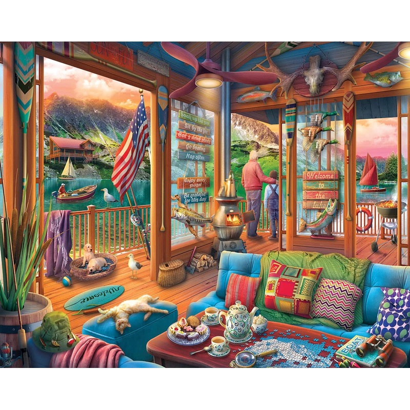 White Mountain Puzzles Lakeside Cabin, 1000 Piece Jigsaw Puzzle