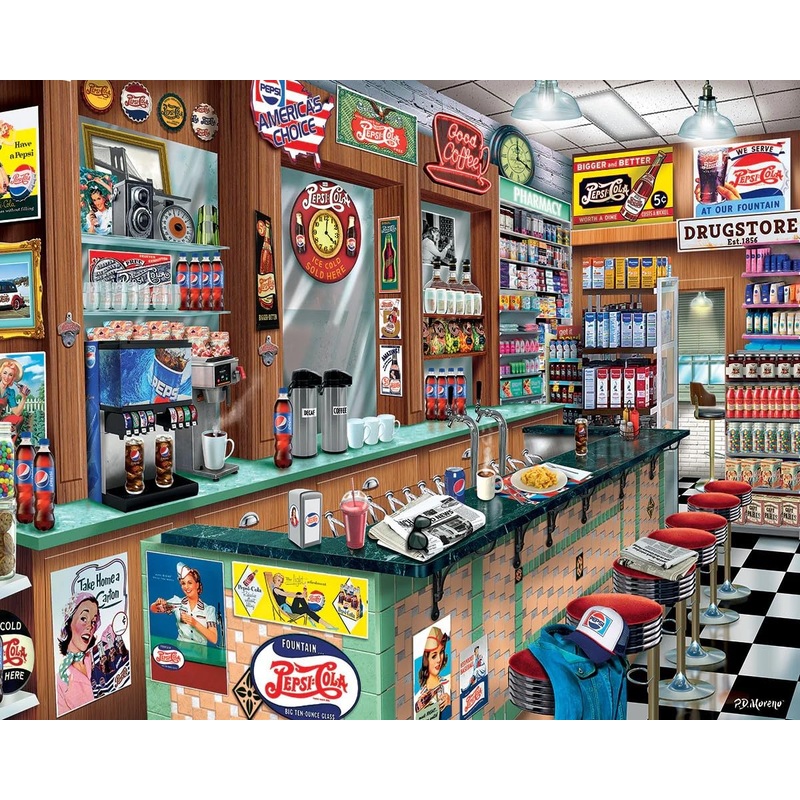White Mountain Puzzles - Pepsi Soda Fountain - 1000 Piece Jigsaw Puzzle For Adults & Kids - Fun Family Activity - 24''X30''