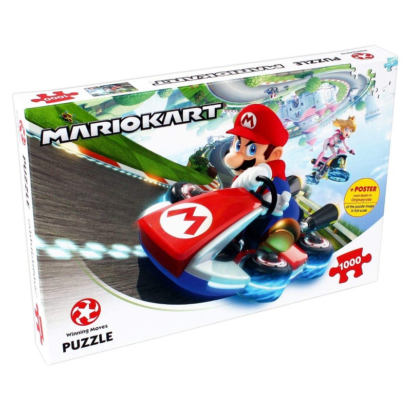 Winning Moves Mario Kart Funracer 1000 Piece Jigsaw Puzzle Game, Piece Together The Iconic Mario Kart Scene, Contains A Full-Sca