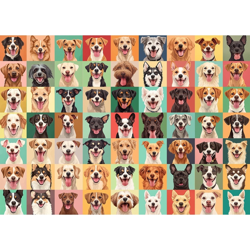 1000 Pieces Jigsaw Puzzles For Adults - Vibrant Dog Faces - Fun And Challenging Dog Puzzle For Family And Friends - Challenging