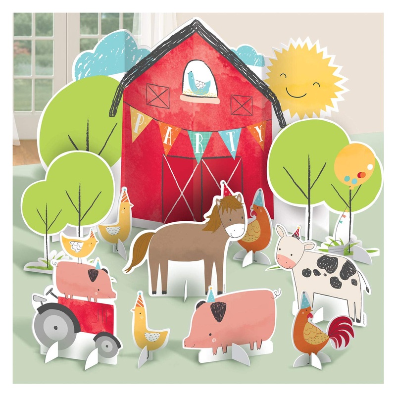 Adorable Multicolor Barnyard Birthday Bash (1 Set) - Sturdy Table Decorations - Charming & Vibrant Design - Perfect For Kid'S Celebrations