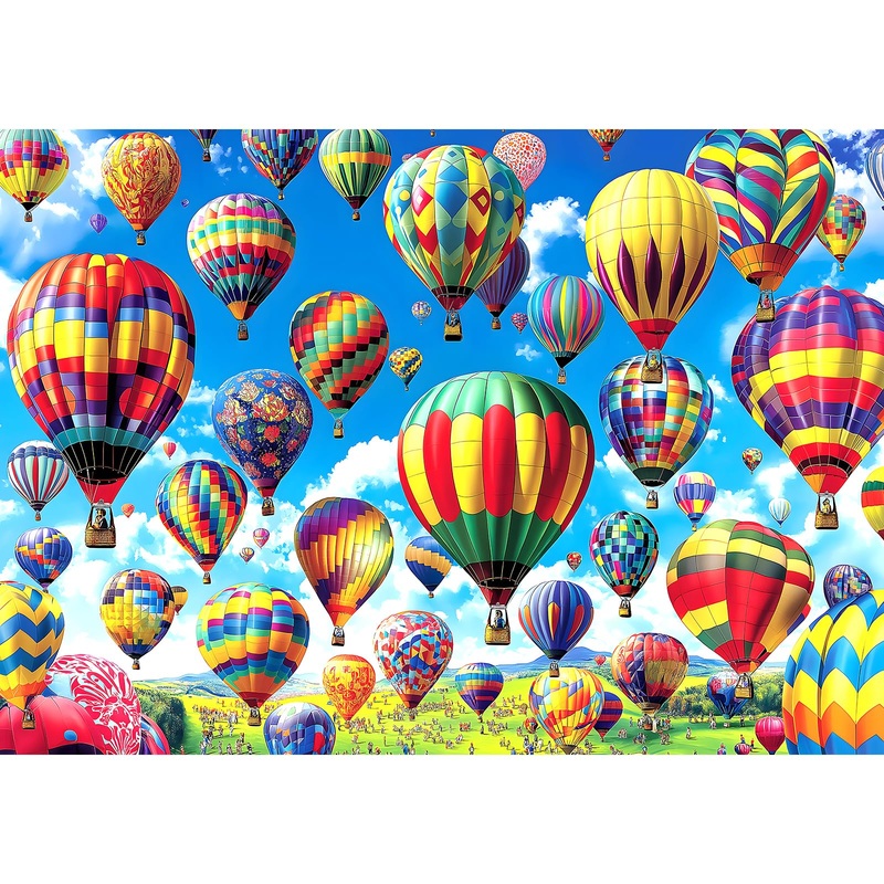 Blueforest - Colorful Hot Air Balloon 1000 Piece Jigsaw Puzzle For Adults, Challenging Family Landscape Puzzle Impossible Hard D