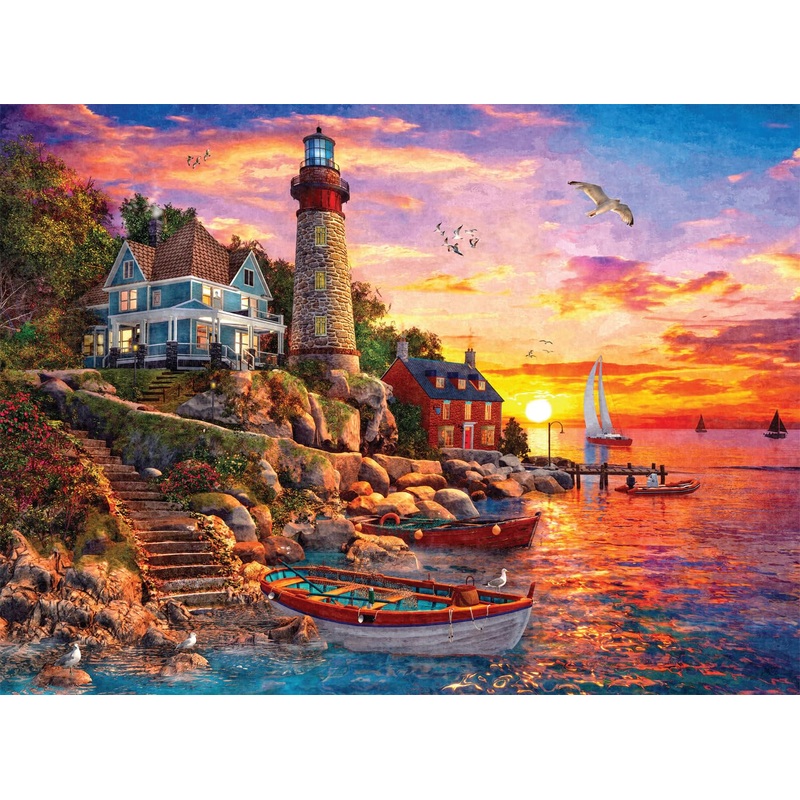 Buffalo Games - Dominic Davison - Sunset At Lighthouse Bay - 1000 Piece Jigsaw Puzzle For Adults -Challenging Puzzle Perfect For